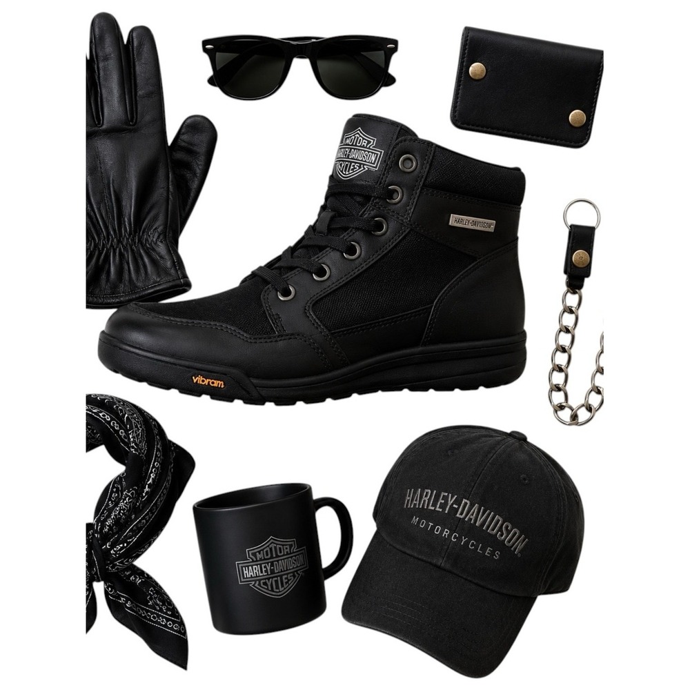 Harley-Davidson Leather Motorcycle Boots Vibram Sole Black Mens 10.5 EU 43.5 NEW